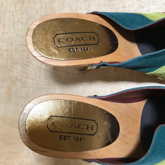 Coach Katy Multicolored Mules Heeled Size 6.5 - Picture 10 of 11